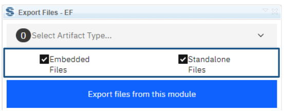 Check boxes for type of file = embedded and standalone files